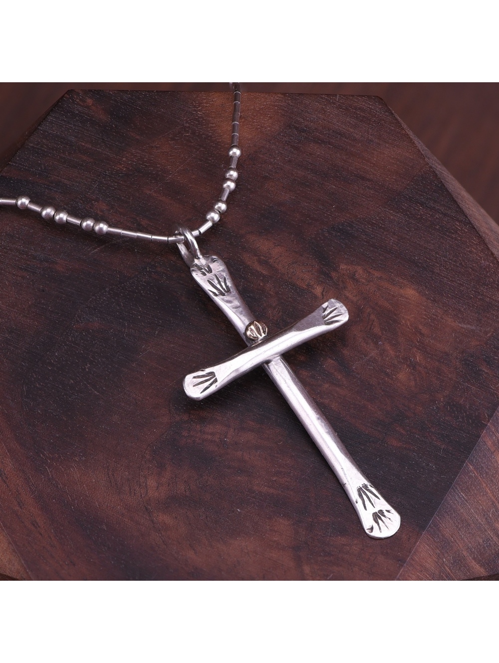 Vintage Zuni C. Peina Mixed Metal .925 Silver & 14K Gold Accent Cross Pendant